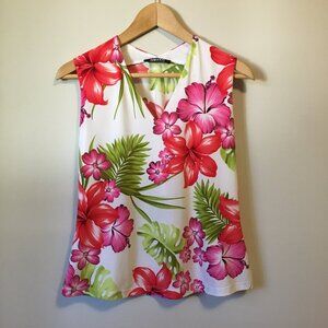 Baranda Tropical Hawaiian Floral Tank Top Size S Canadian Made 🌴